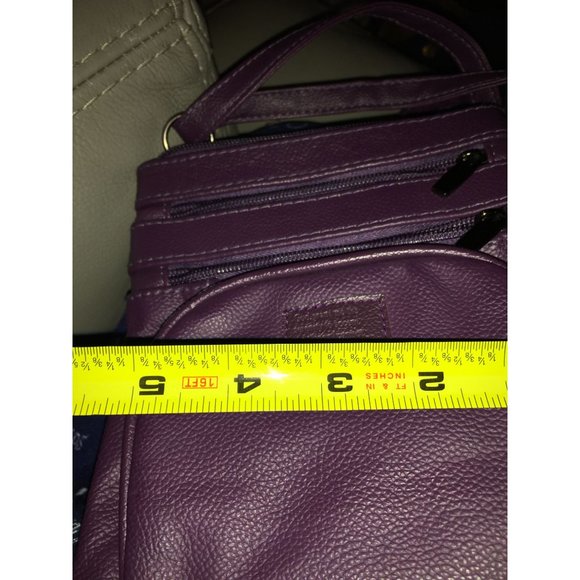 Steeltime Unisex Super Soft Deep Purple Leather Crossbody Bag with Serenity Pray - Picture 4 of 9